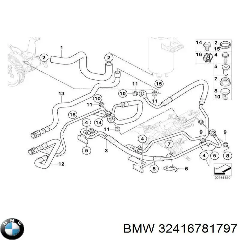 Патрубок высокого давления гидроусилителя BMW 32416781797 цена, от 63.35 USD