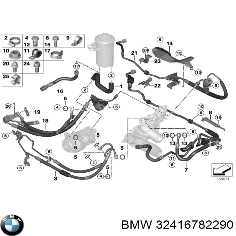 Шланг ГУР высокого давления 32416782290 BMW