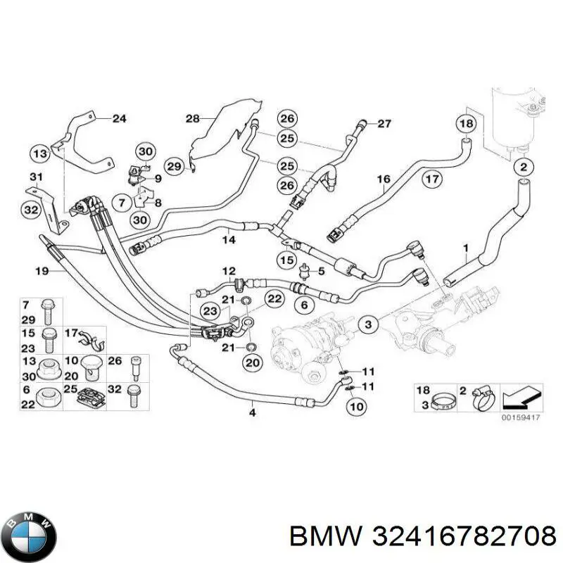 Патрубок высокого давления гидроусилителя BMW 32416782708 цена, от 199.60 USD