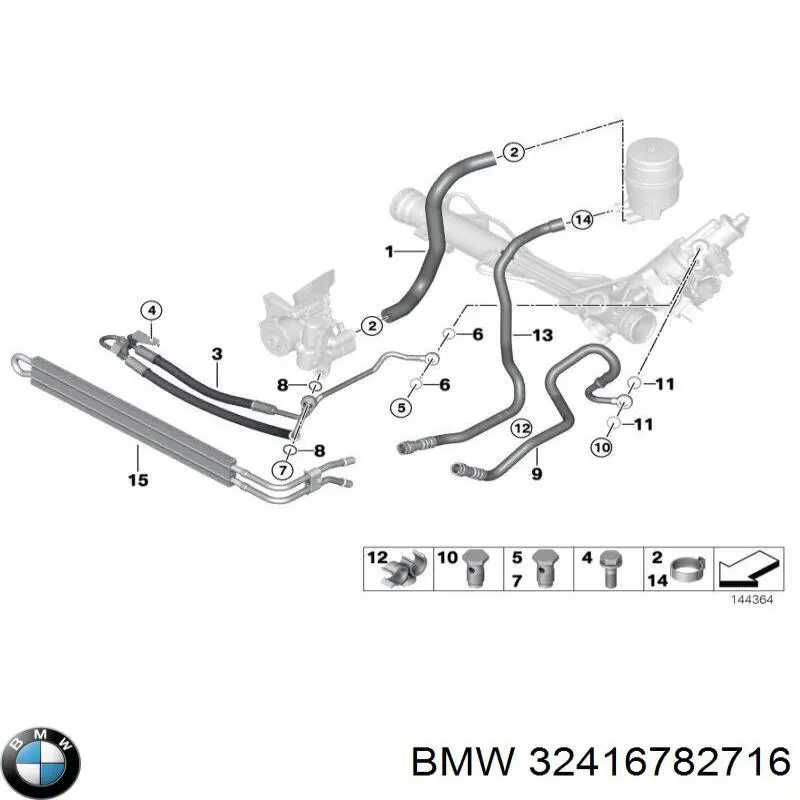 32416782716 BMW mangueira da direção hidrâulica assistida de pressão alta desde a bomba até a régua (do mecanismo)