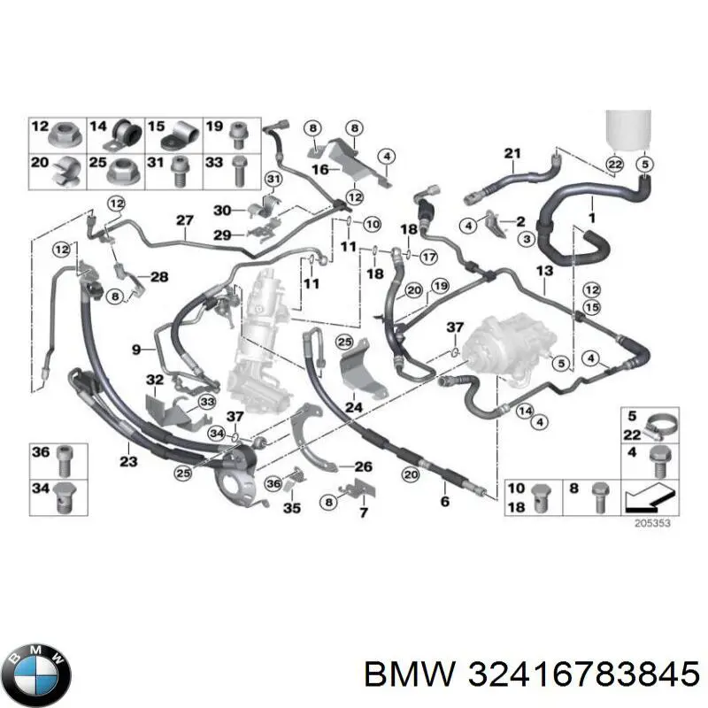 Шланг ГУР низкого давления, от рейки (механизма) к бачку BMW 32416783845 цена, от 14.38 USD