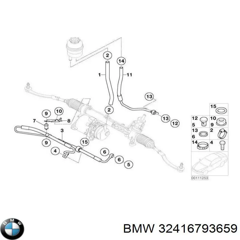 Mangueira da Direção hidrâulica assistida de pressão alta desde a bomba até a régua (do mecanismo) para BMW X6 (E71)