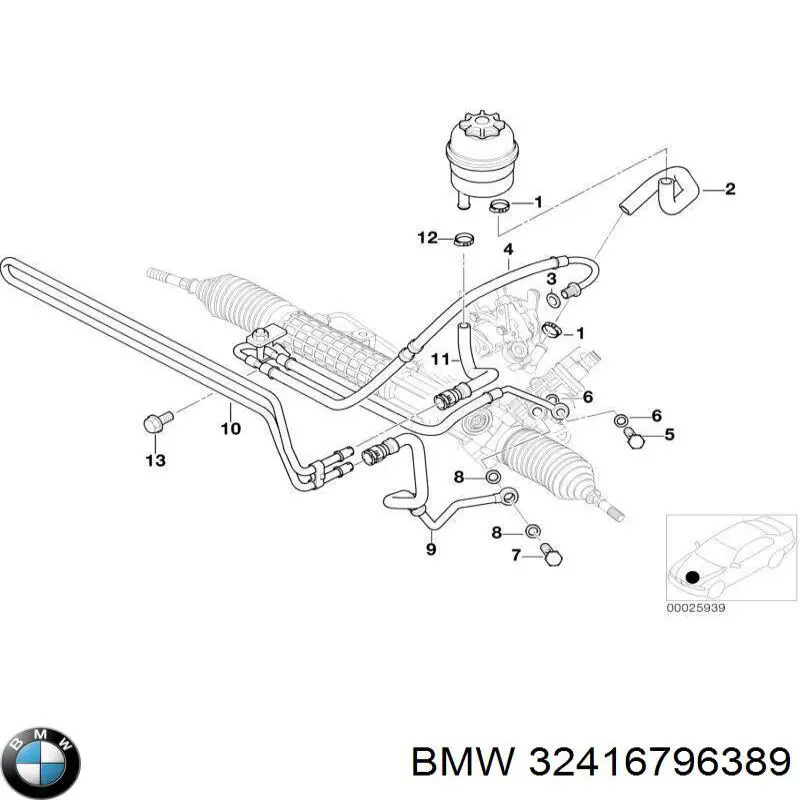 32411094945 BMW mangueira da direção hidrâulica assistida de pressão baixa, desde o radiador até o tanque