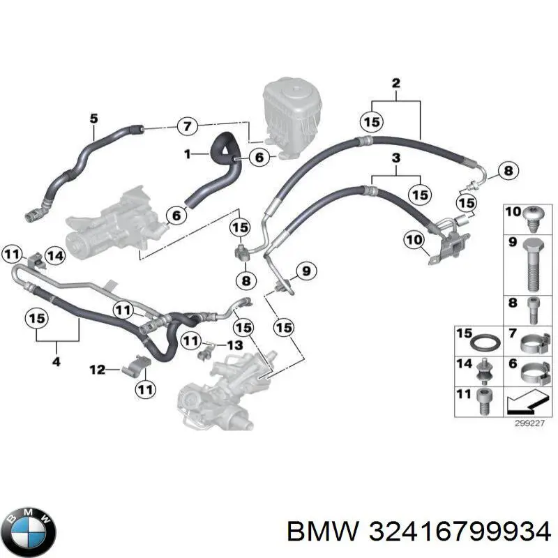 32416799934 BMW Шланг ГУР низкого давления, от бачка к насосу