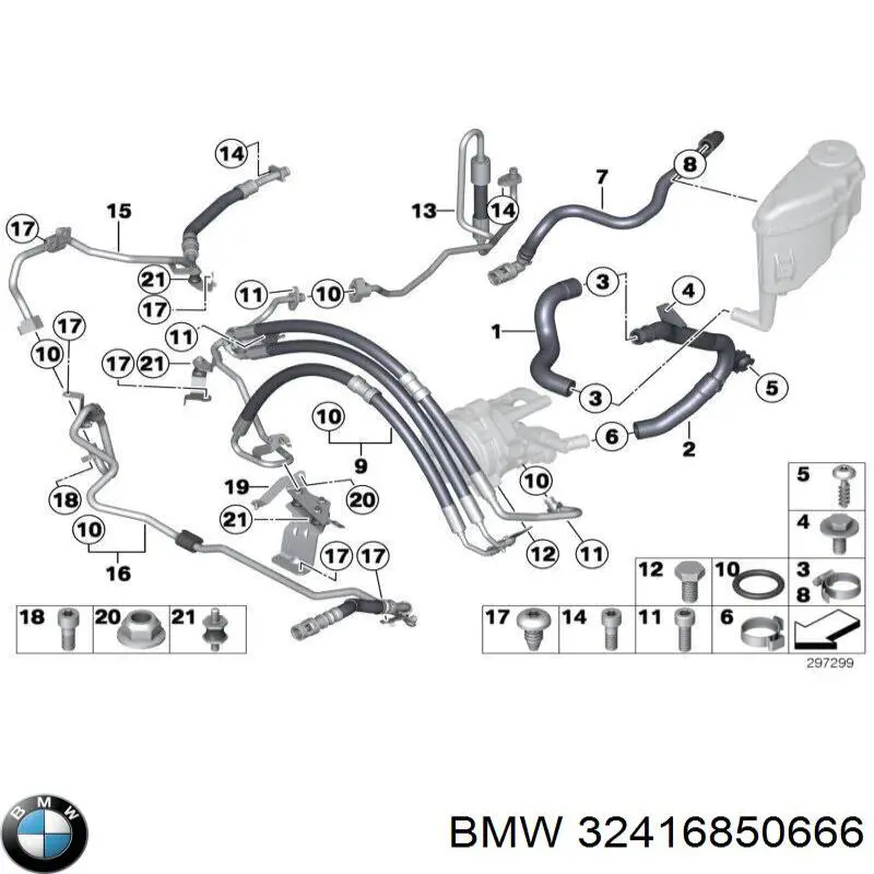 Купить 32416850666 BMW Шланг ГУР низкого давления, от бачка к насосу