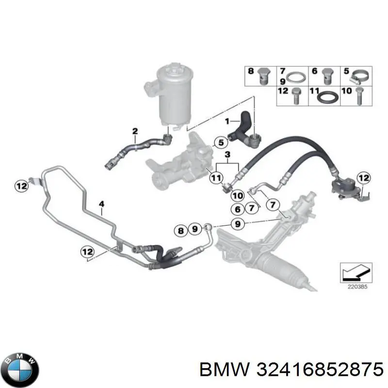 32416852875 BMW шланг гур низкого давления, от бачка к насосу