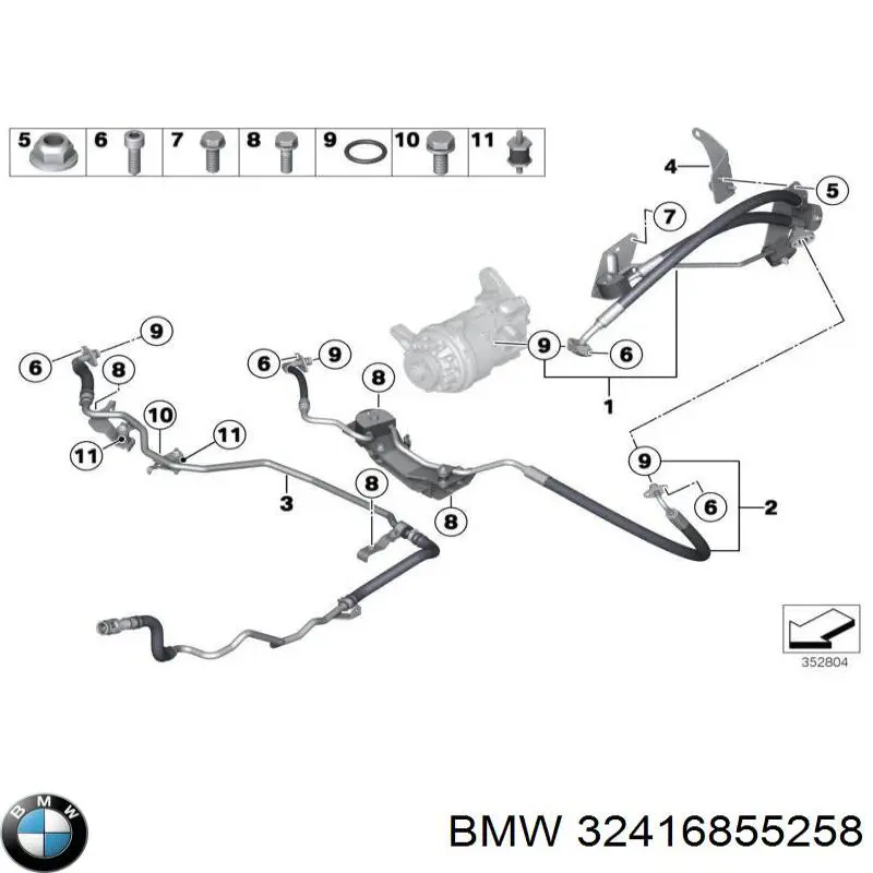 32416855258 BMW cano derivado de ventilação de cárter (de separador de óleo)