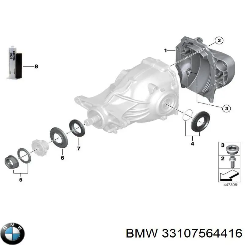 Anillo retén, diferencial eje trasero 33107564416 BMW