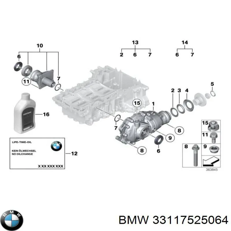 Tampão de enchimento de eixo traseiro/dianteiro para BMW 3 (E46)