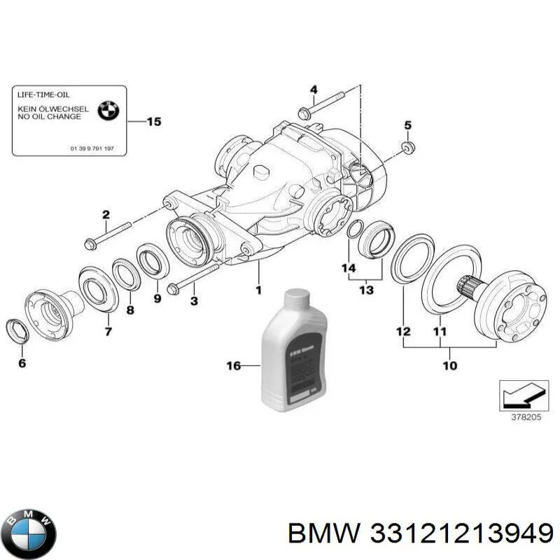 Сальник хвостовика редуктора заднього моста 33121213949 BMW