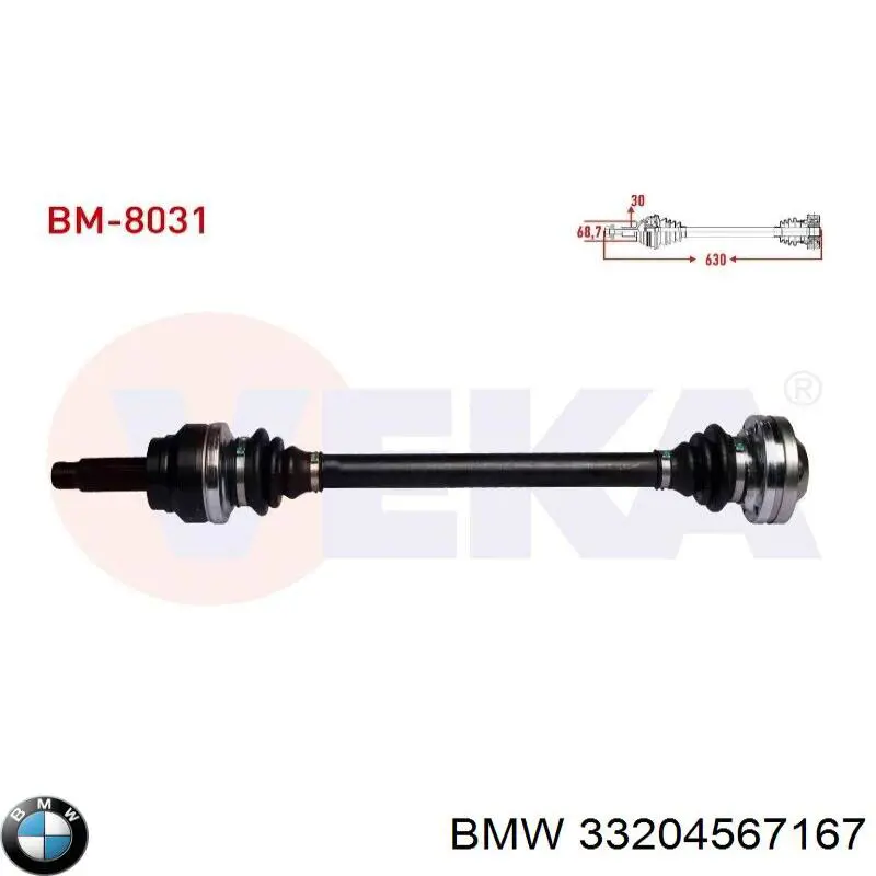 33204567167 BMW semieixo traseiro