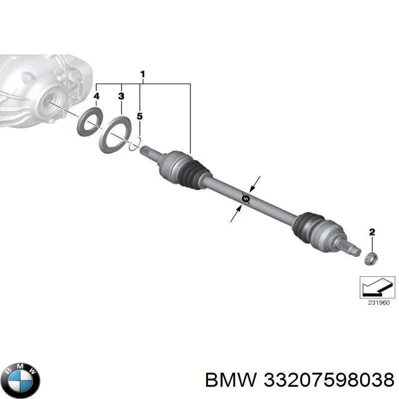 33207598038 BMW Полуось задняя правая