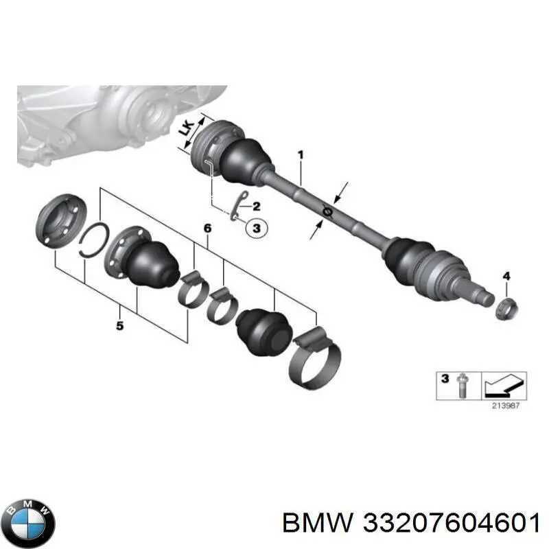 Полуось задняя левая 33207604601 BMW