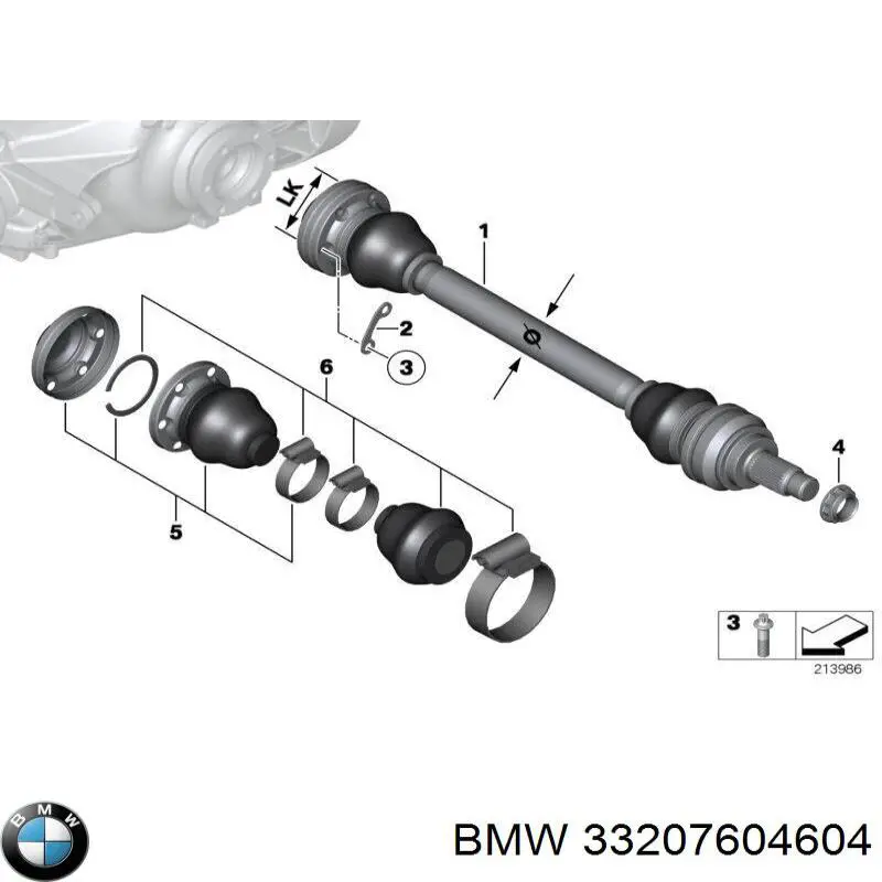 Полуось задняя правая 33207604604 BMW