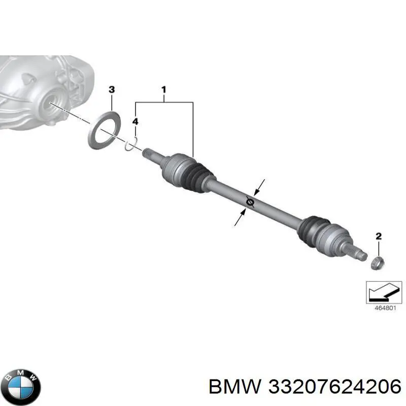 Полуось задняя правая BMW 33207624206
