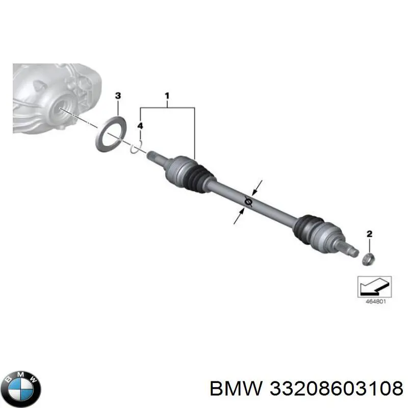 Полуось задняя правая BMW 33208603108