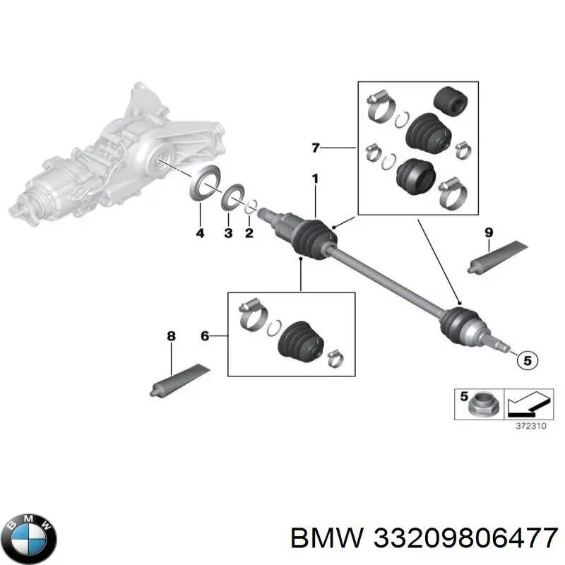 Полуось задняя левая 33209806477 BMW