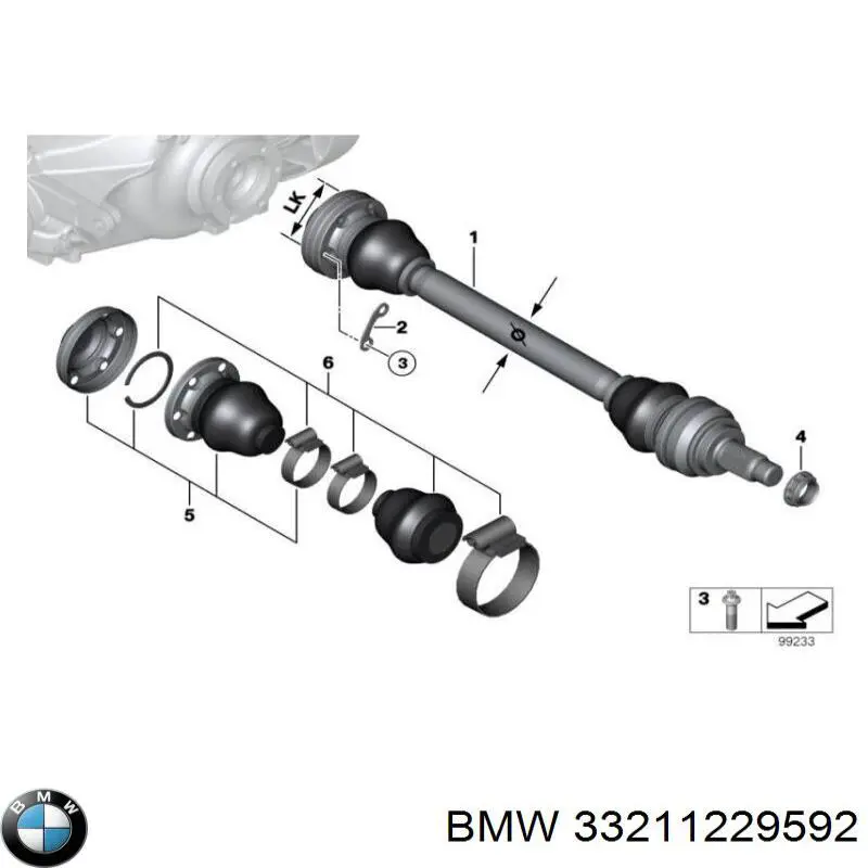 Купить 33211229592 BMW Полуось задняя правая