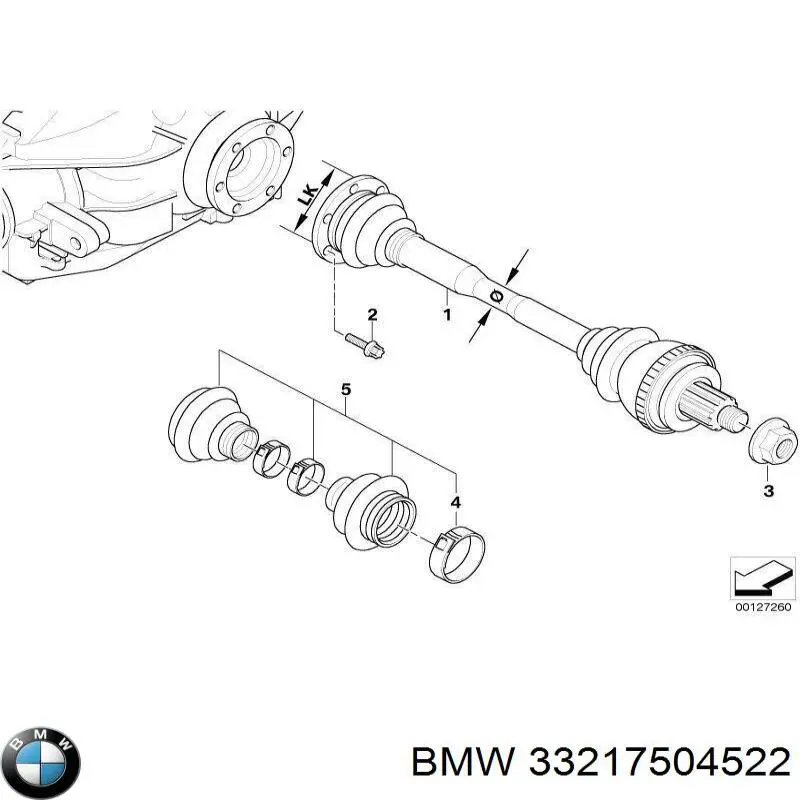 Полуось задняя правая 33217504522 BMW