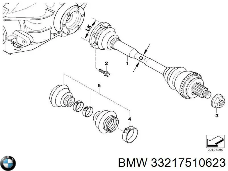 Полуось задняя левая 33217510623 BMW