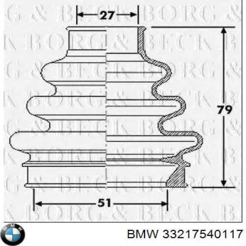 33217540117 BMW bota de proteção externa de junta homocinética do semieixo traseiro