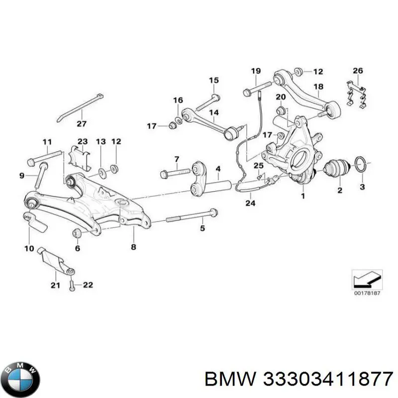 Купить 33303411877 BMW Кронштейн сайлентблока продольного рычага