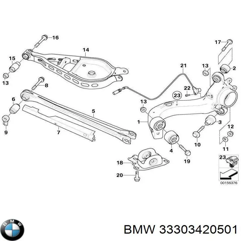 Рычаг (тяга) задней подвески продольный нижний левый на BMW X3 (E83) купить.