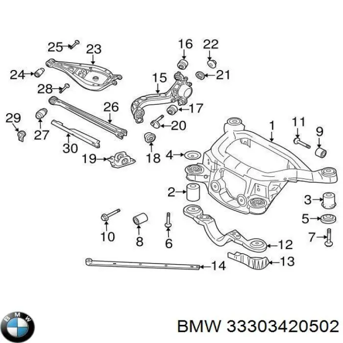 Рычаг (тяга) задней подвески продольный нижний правый на BMW X3 (E83) купить.