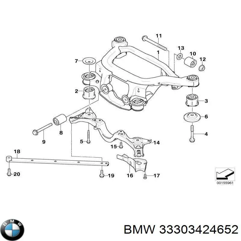 Балка задней подвески (подрамник) 33303330936 BMW