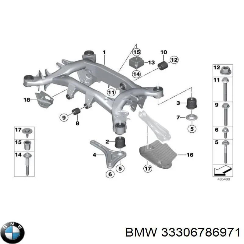 33306786971 BMW bloco silencioso de viga traseira (de plataforma veicular)