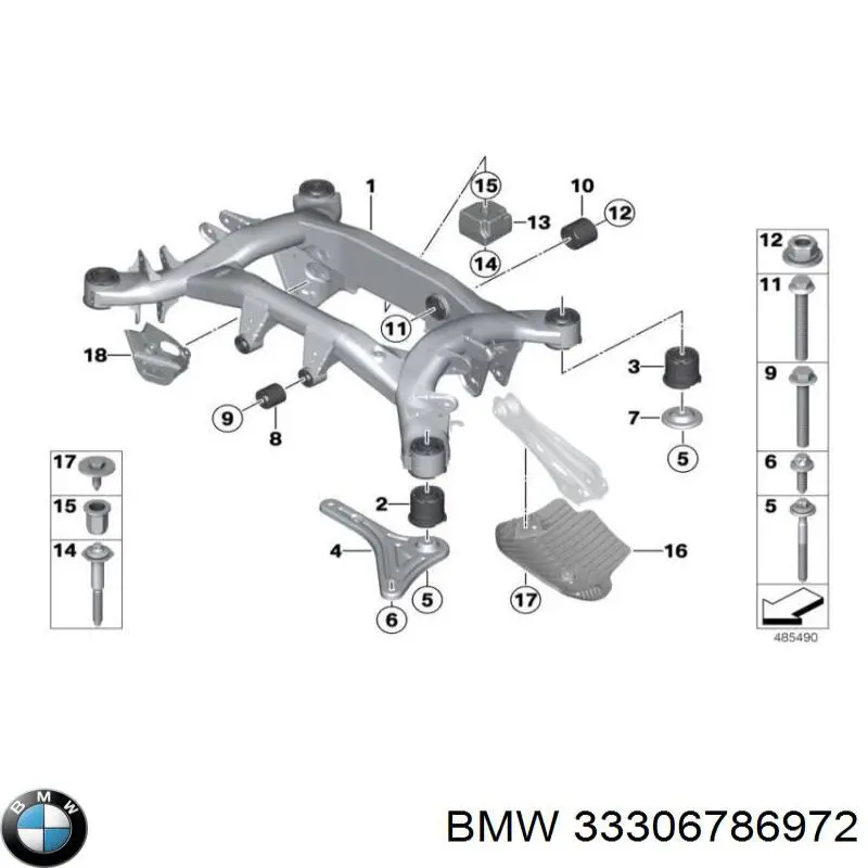 33306786972 BMW bloco silencioso de viga traseira (de plataforma veicular)
