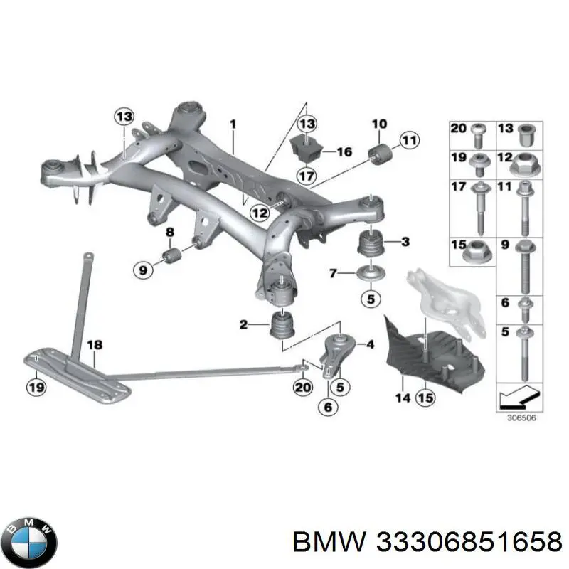 33306851658 BMW Подрамник задней подвески
