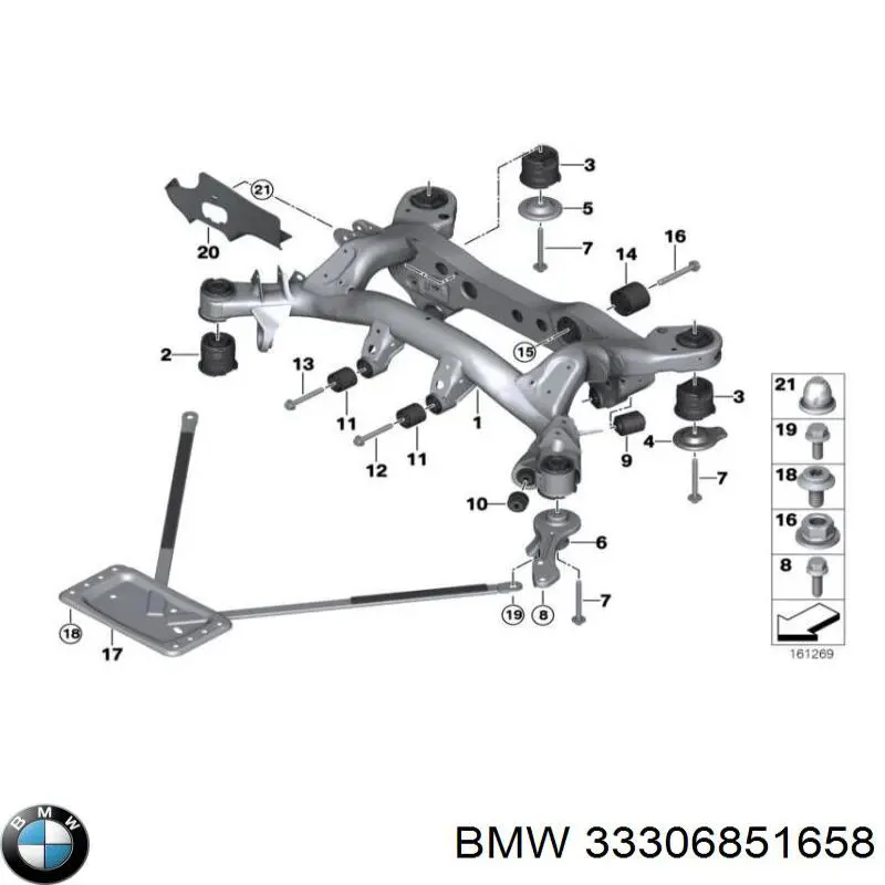 Балка задней подвески поперечная BMW 33306851658 цена, от 187.51 USD