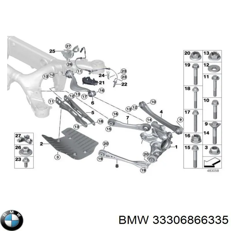 Цапфа - поворотный кулак задний, левый BMW 33306866335 цена, от 101.35 USD