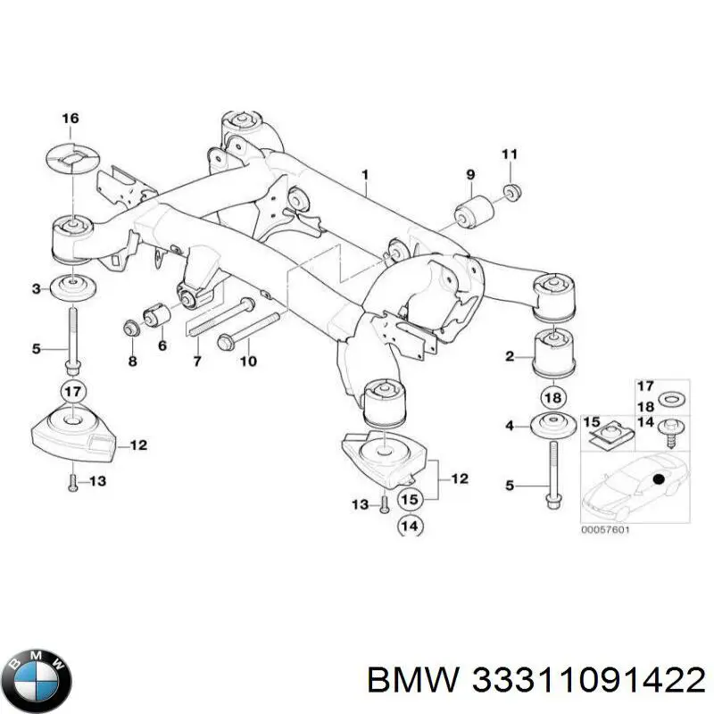 Сайлентблок заднего подрамника BMW 33311091422 цена, от 26.55 USD