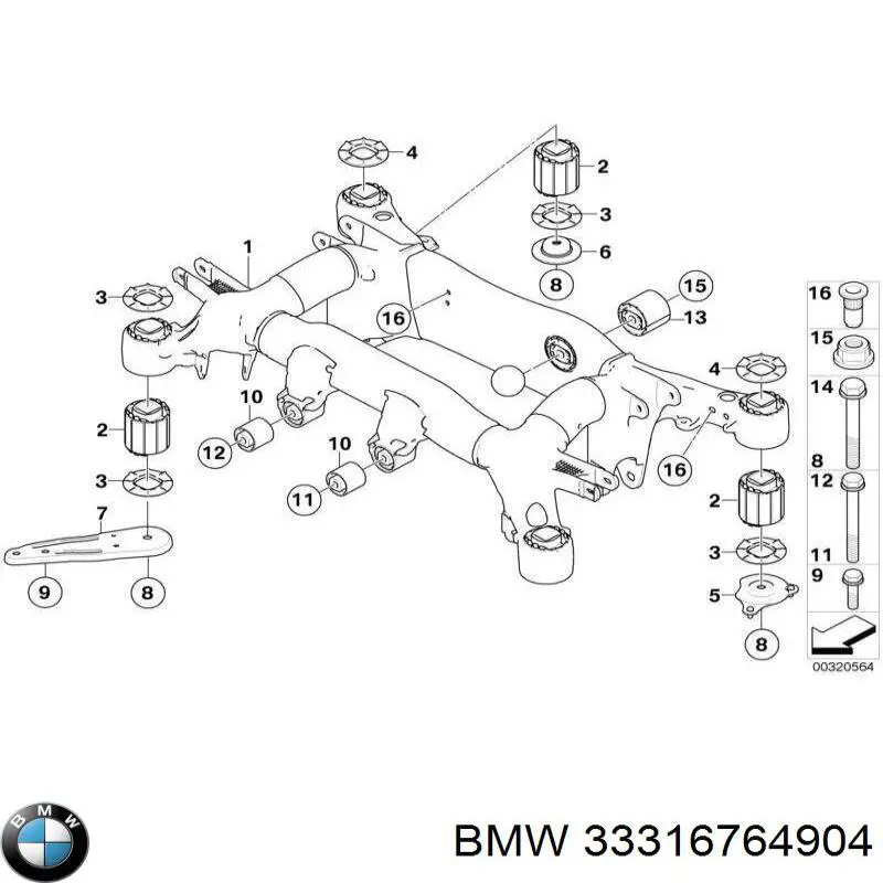 Купить 33316764904 BMW Сайлентблок задней балки
