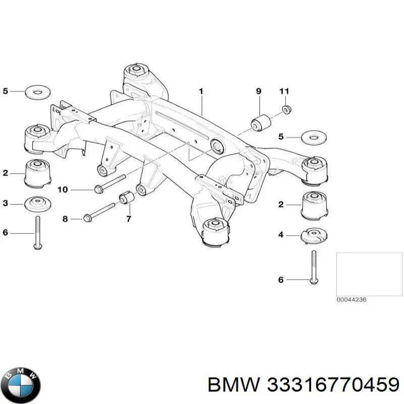 33316770459 BMW viga de suspensão traseira (plataforma veicular)