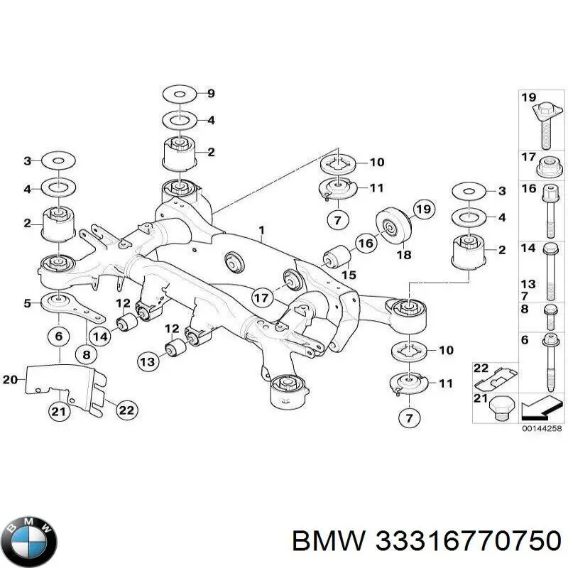 Сайлентблок заднего подрамника BMW 33316770750 цена, от 33.37 USD