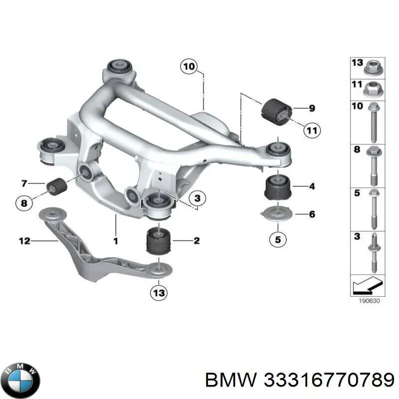 Сайлентблок задней балки (подрамника) 33316770789 BMW