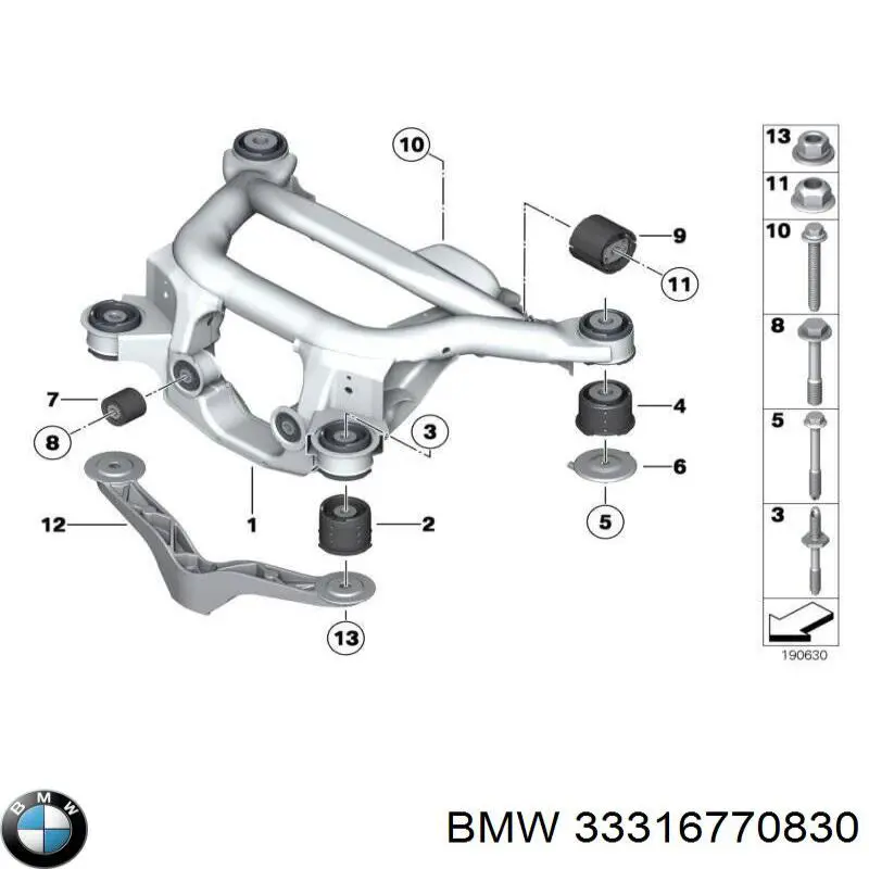 33316770830 BMW viga de suspensão traseira (plataforma veicular)