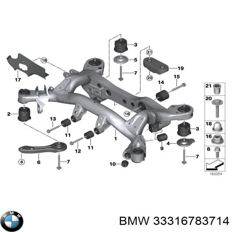 33314051650 BMW viga de suspensão traseira (plataforma veicular)