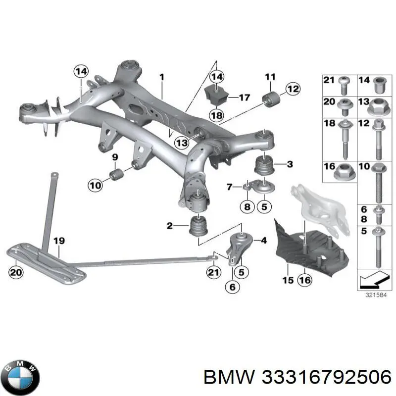 Балка задней подвески (подрамник) 33316792506 BMW