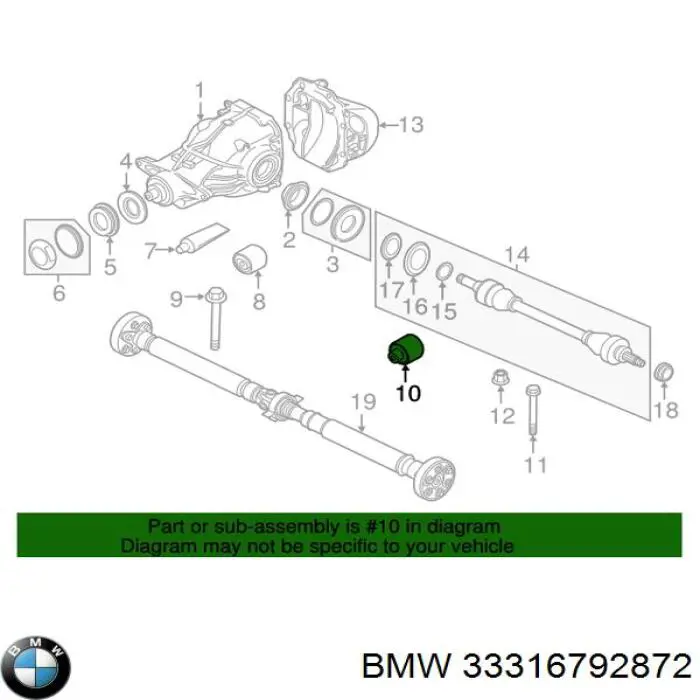 Сайлентблок подрамника задний BMW 33316792872