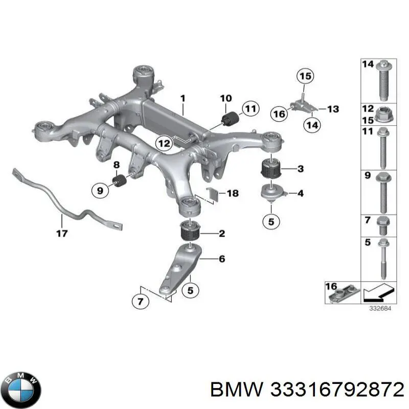 Купить 33316792872 BMW Сайлентблок задней балки
