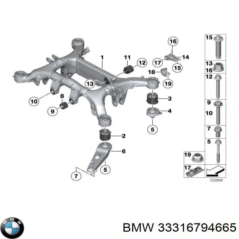 33316776488 BMW балка задней подвески (подрамник)