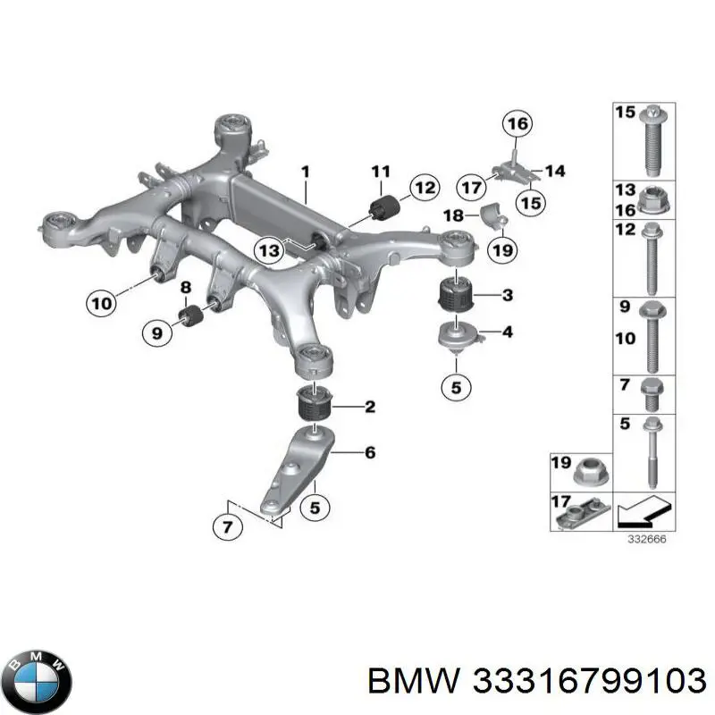33316799103 BMW балка задней подвески (подрамник)