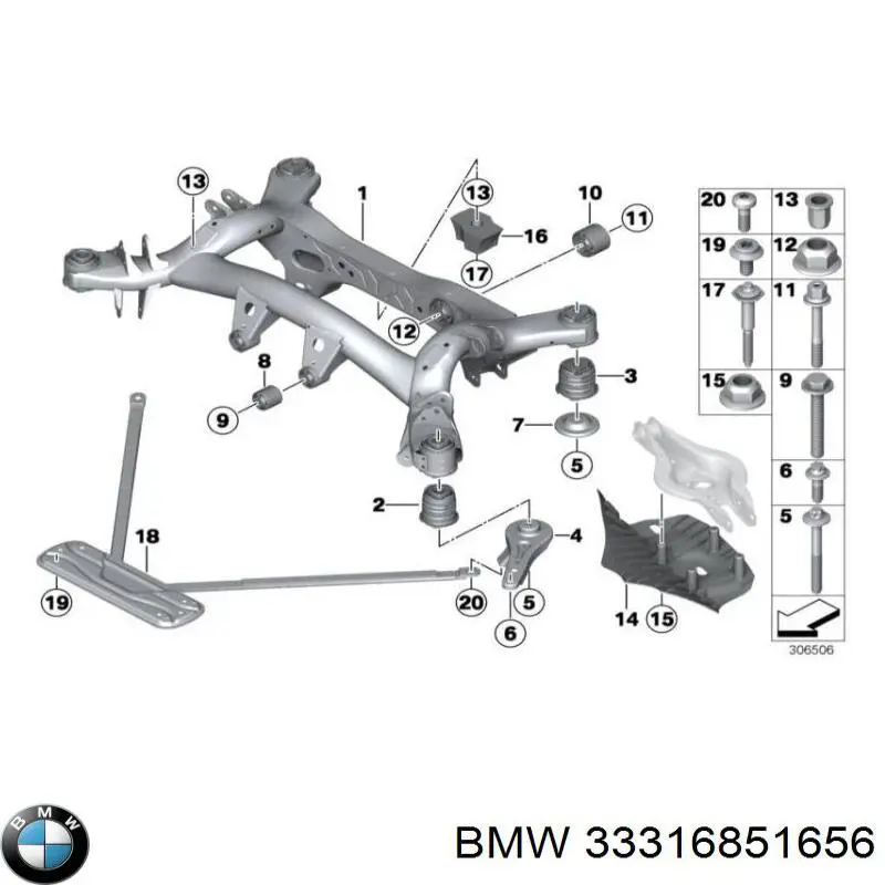 Балка задней подвески (подрамник) 33316851656 BMW