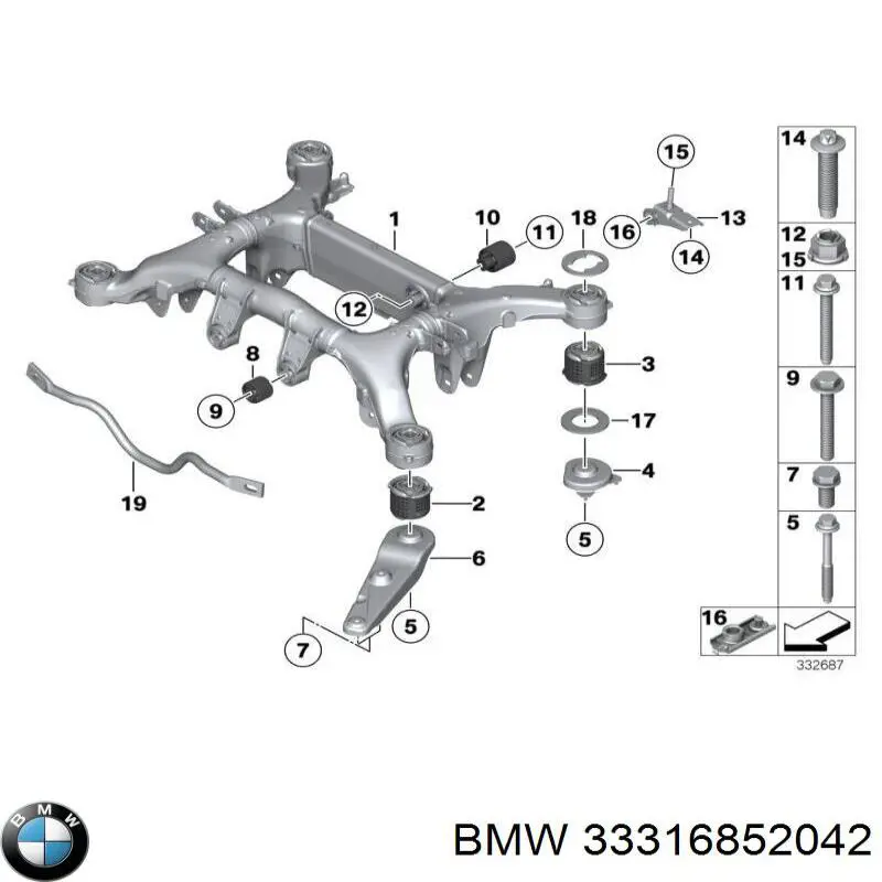 Сайлентблок задней балки (подрамника) 33316852042 BMW