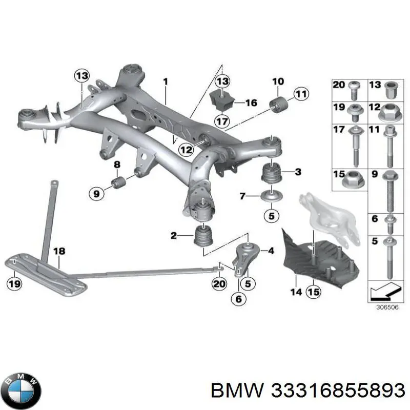 Балка задней подвески поперечная BMW 6851656 цена, от 60.46 USD