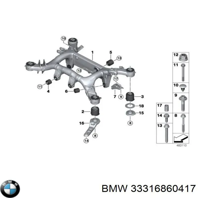 33316860417 BMW сайлентблок задней балки (подрамника)